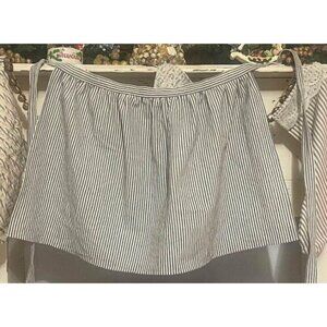 Handmade Linen Blend Farmhouse Grey and White Striped Apron one size